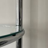 Round tubular bookcase in chrome and glass, 1970 design