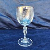 Six vintage wine glasses, cut crystal, gold rim