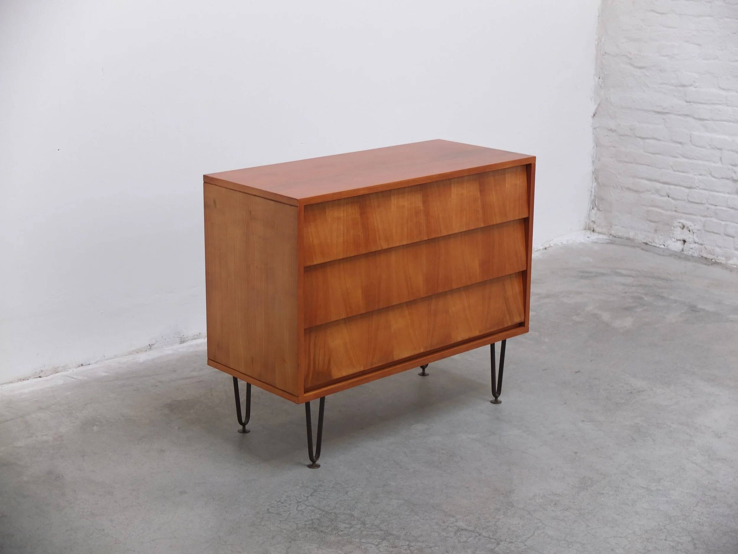 Pair of honey coloured cabinets by Alfred Hendrickx for Belform, 1950s