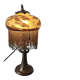 Antique signed reverse painted bronze table lamp, 1910-20