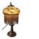 Antique signed reverse painted bronze table lamp, 1910-20