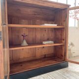 Enfilade de métier en chêne avec portes vitrées