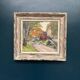 Original Swedish Oil on Canvas – "Path to the Red Cabins" by Karl Gustaf Strandberg (1891–1981) – Signed – Vintage and Framed – 50 × 43 cm (19.7 × 16.9 inches)