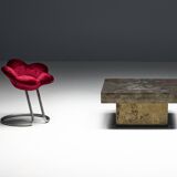 Table basse brutaliste en acier, France, années 1970