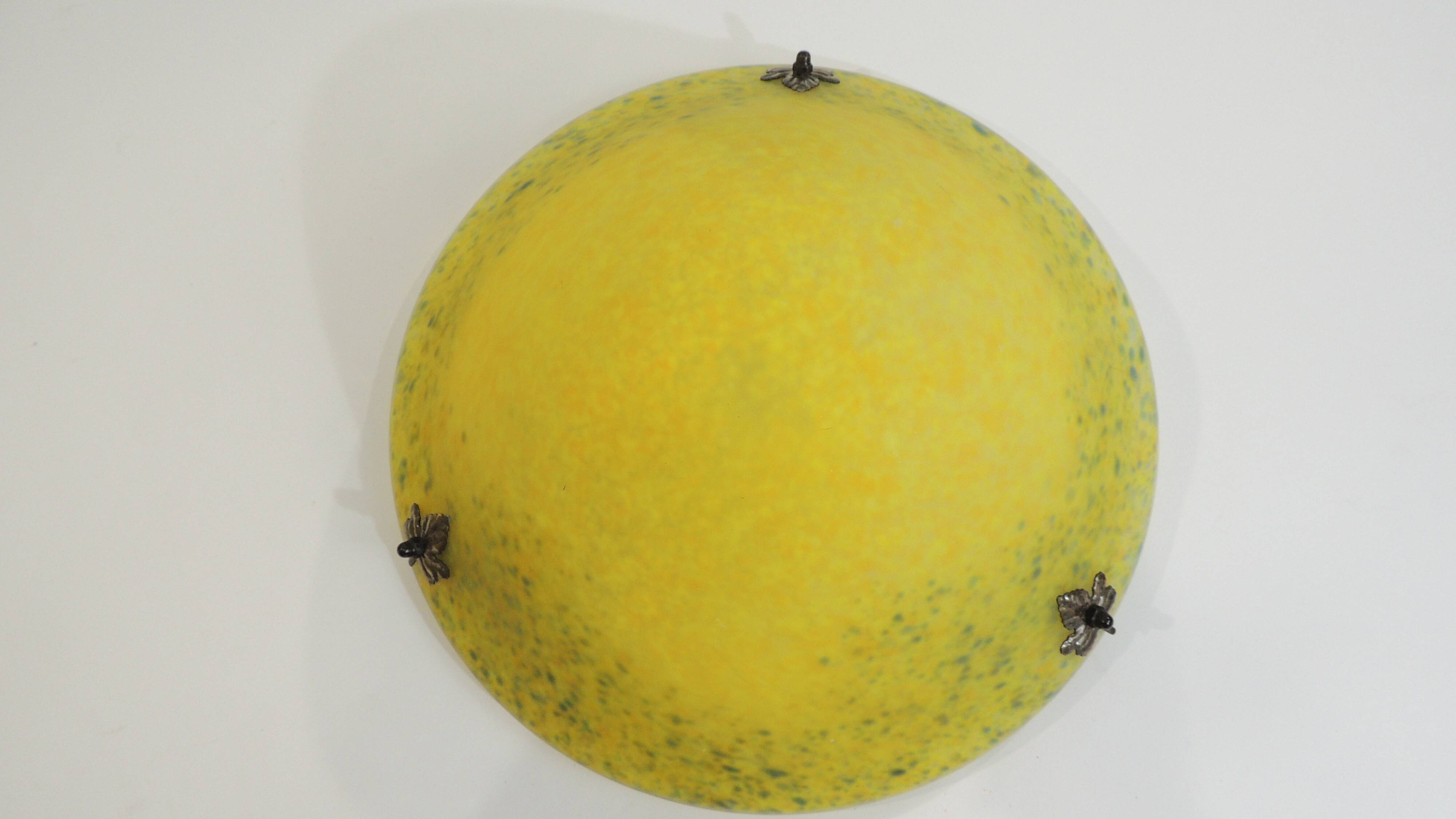 1970s vintage yellow speckled glass suspension – retro chain chandelier