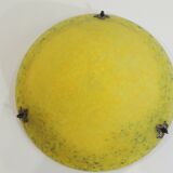 1970s vintage yellow speckled glass suspension – retro chain chandelier