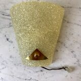 Applique murale en plexi jaune et métal doré années 60-70