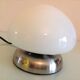 Bedside lamp in white opaline and chromed metal, 70s-80s