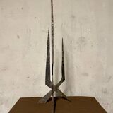 Brutalist candlestick in struck steel