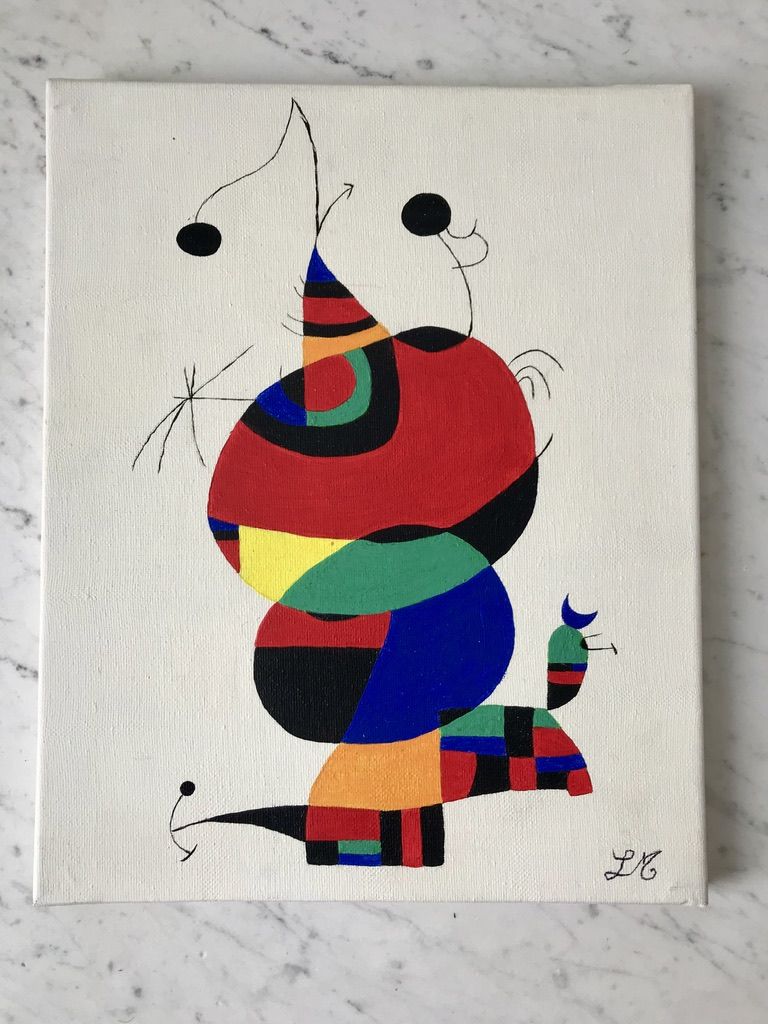 Oil painting on canvas surrealist woman, bird, star