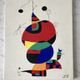 Oil painting on canvas surrealist woman, bird, star