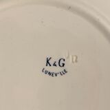 6 dessert plates and old earthenware dish, KG Lunéville