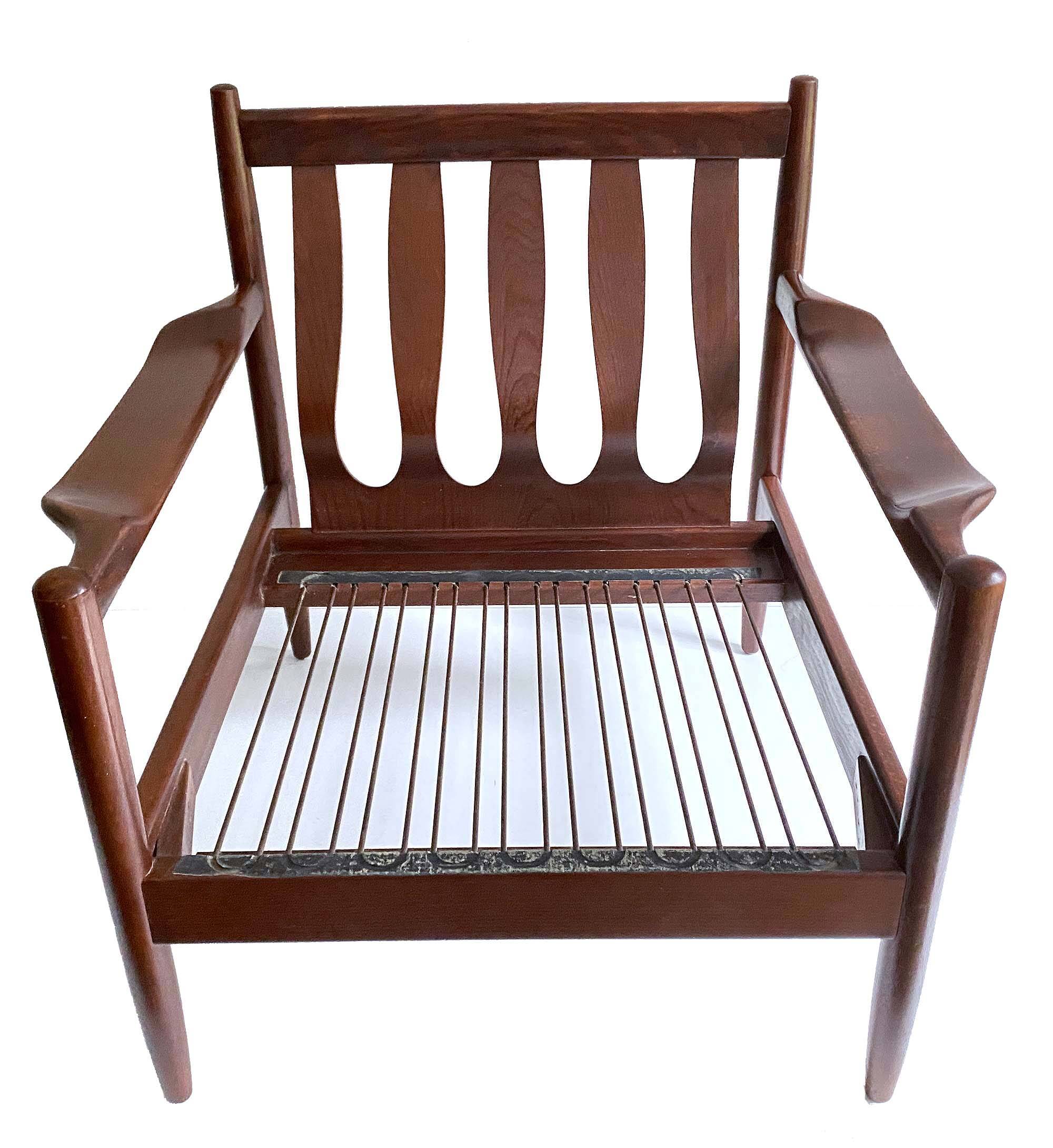 Pair of Scandinavian Teak and Leather Armchairs, 1960s