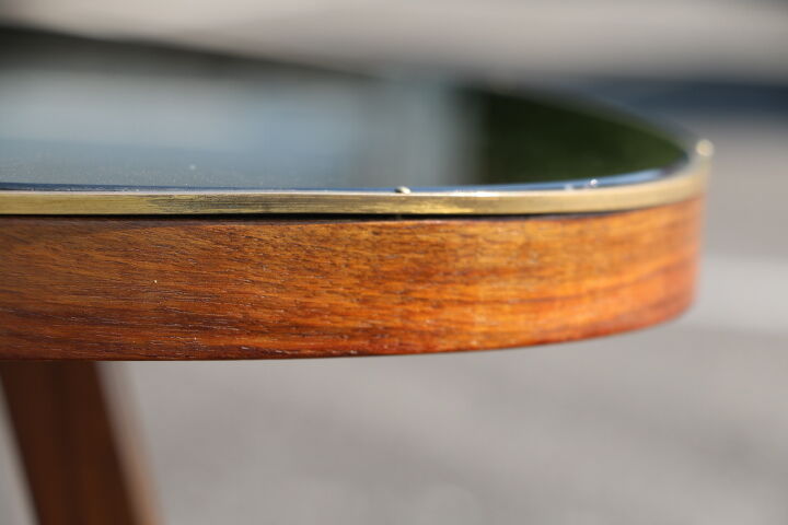 Bean coffee table with black glass top