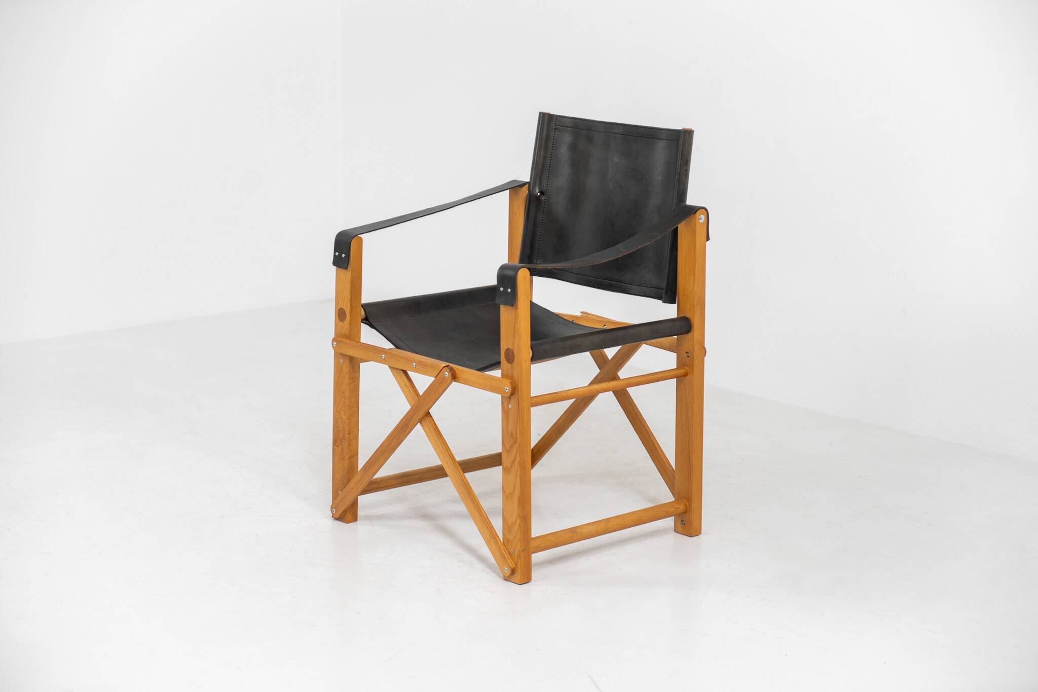 fauteuil safari en chêne et cuir