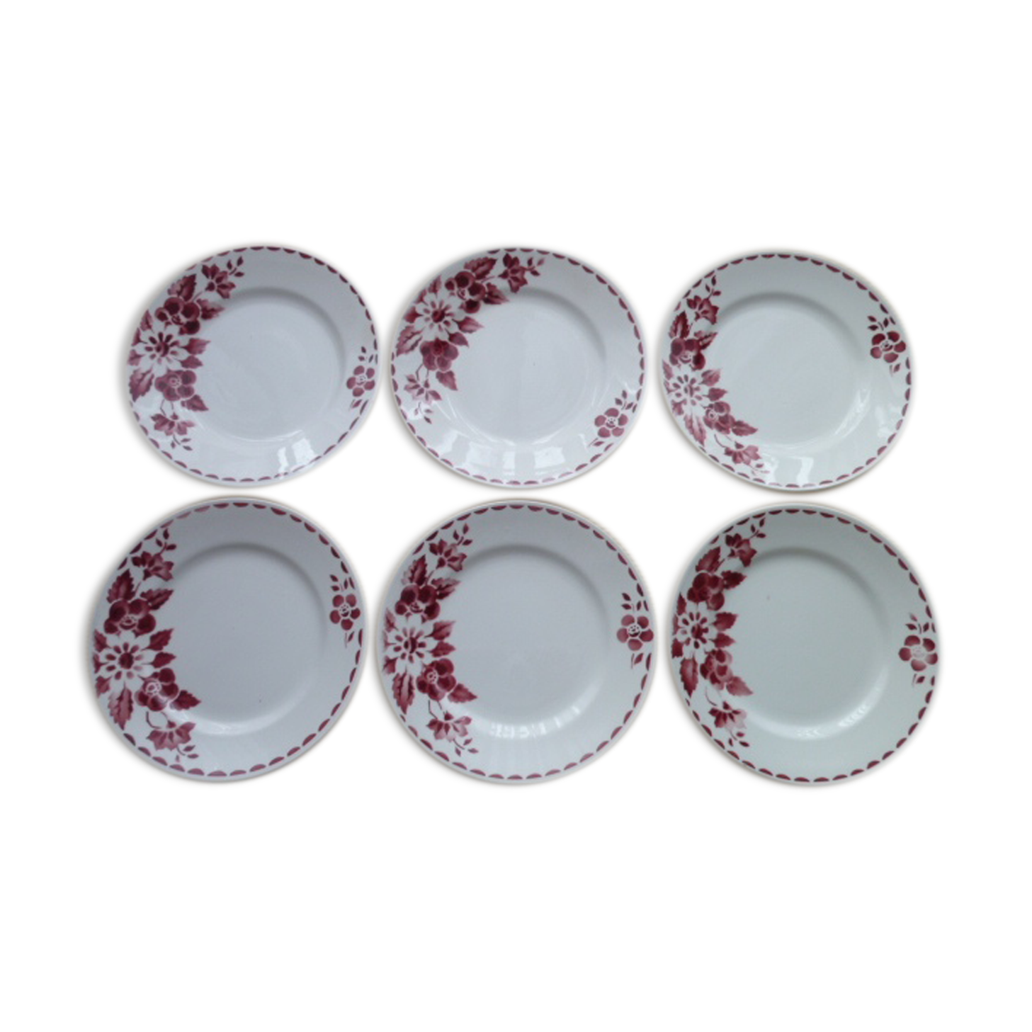 6 Earthenware dessert plates from St Amand Céranor Model Jane