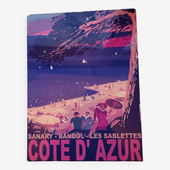 Tableau laqué Côte d'Azur Sanary-Bandol-Les Sablettes vintage