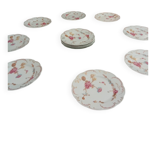 Porcelaine Limoges  Haviland France 12 assiettes plates ' Roses de France