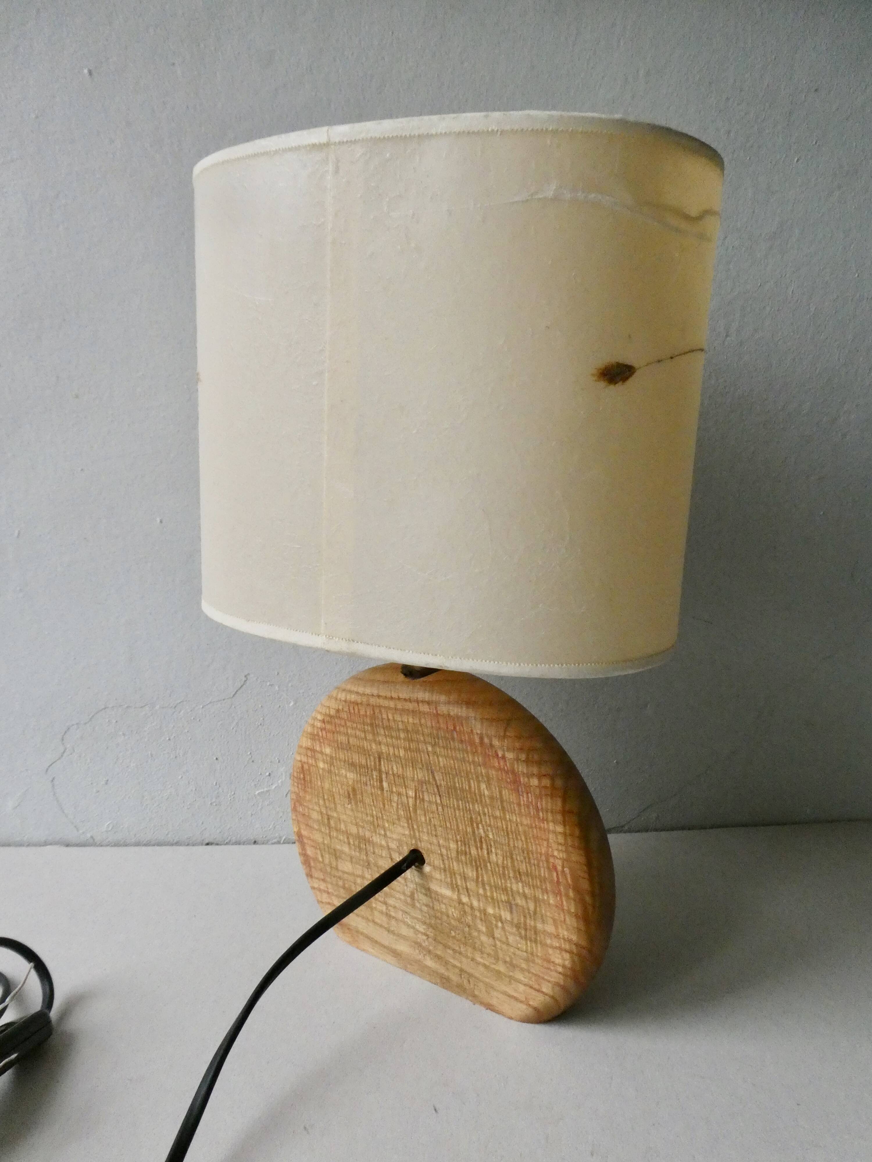 Wooden lamp with its herbarium lampshade from the 70s