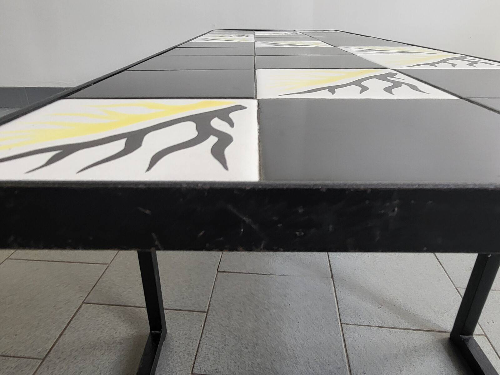 Importante table basse vintage 1950 ceramique & acier 50s 1950s vallauris