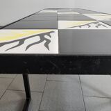 Importante table basse vintage 1950 ceramique & acier 50s 1950s vallauris