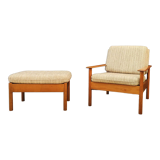 Mid century vintage armchair with footrest