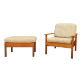 Mid century vintage armchair with footrest