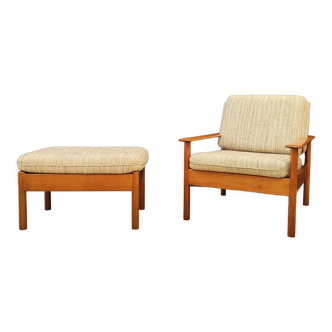 Mid century vintage armchair with footrest