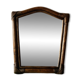 Vintage trapezoidal bamboo mirror