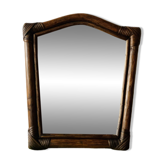 Miroir vintage trapézoïdal en bambou