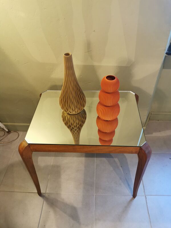 Table basse art déco années 40 miroir
