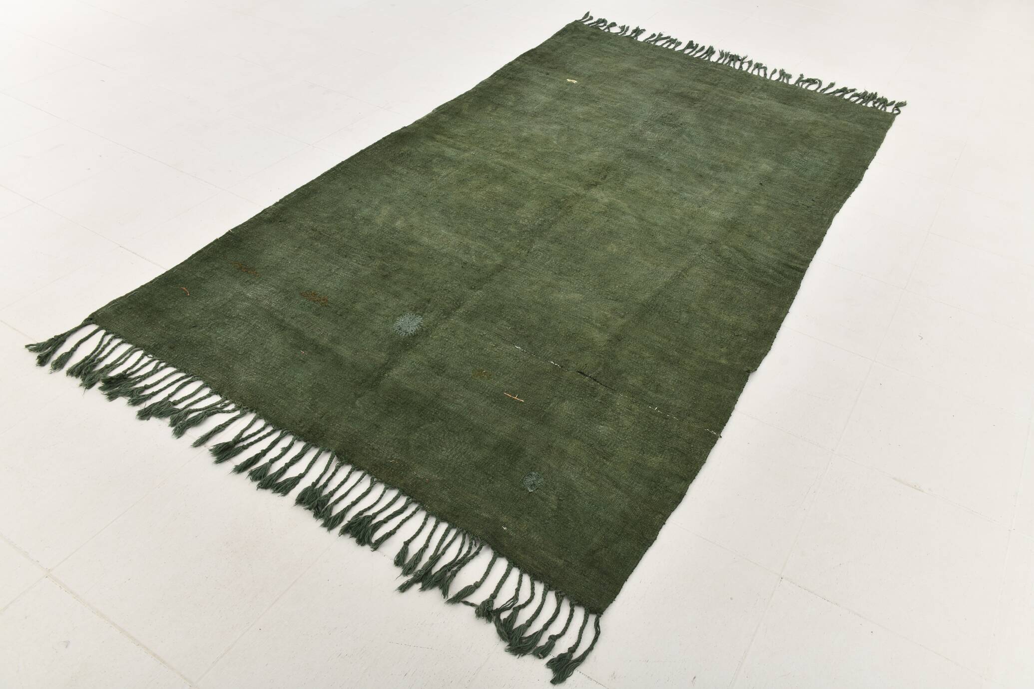 Forest Green Turkish Woven Kilim Rug For Bedroom, 157x278 Cm