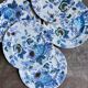 6 flat plates by Mason's in polychrome ironstone, "Belvedere" service - early 20th century