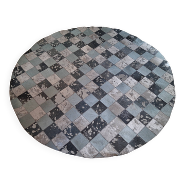 Tapis rond en peau de vache