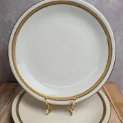 Set of 2 antique Limoges porcelain plates – Golden friezes