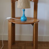 Blue wood lamp with rope shade