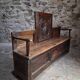Old French popular art bench from Auvergne, circa 1800–1850