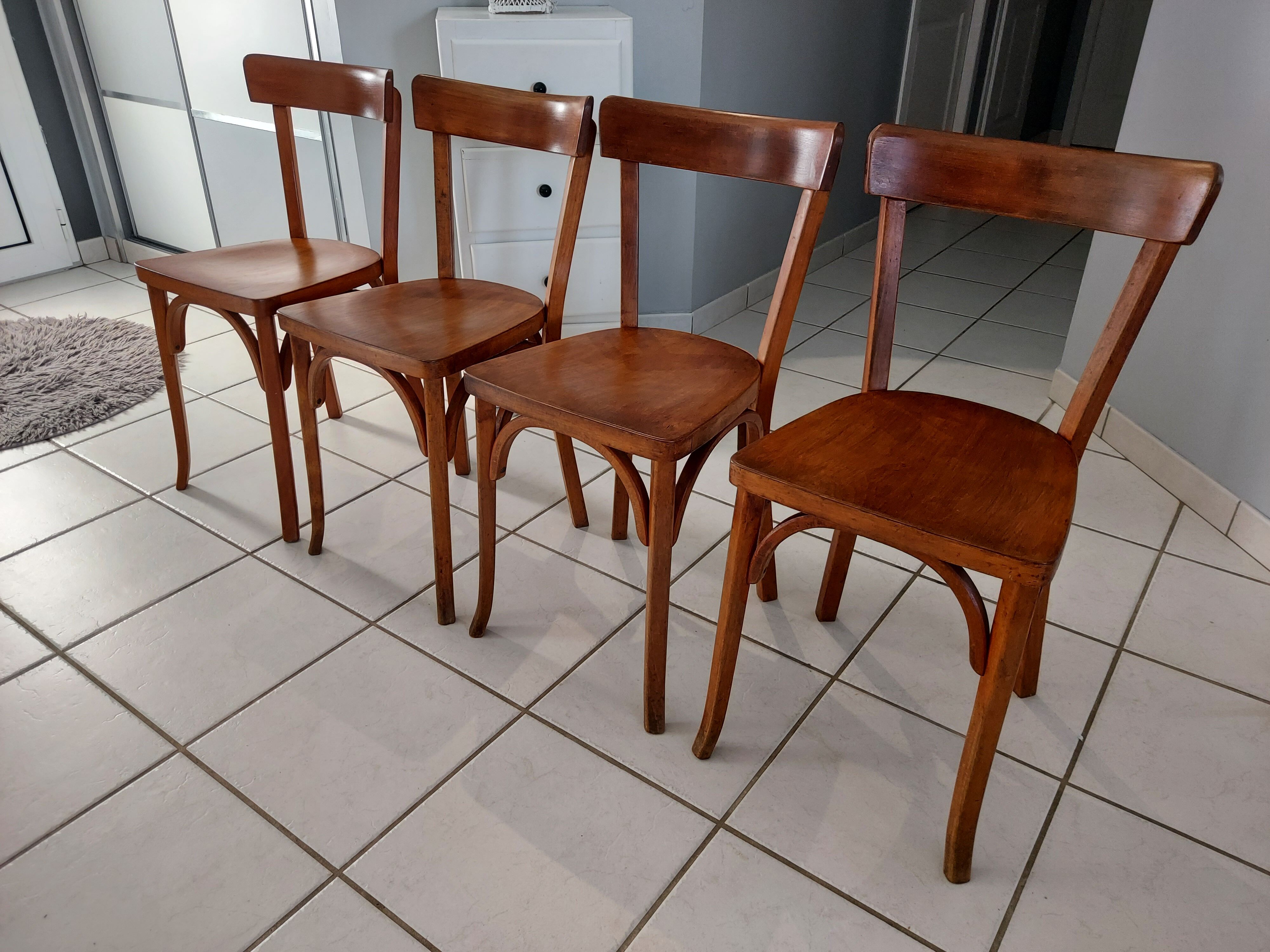 Suite of 4 chairs by Bistrot Baumann vintage 1960s
