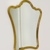 Curved wall mirror in gilded wood Chelini Firenze, mid-century, Italy, 1950s.