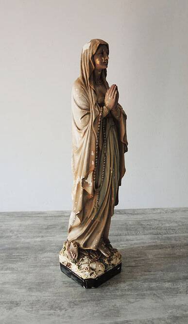 Large & Old Virgin in Plaster Signed Pieraccini