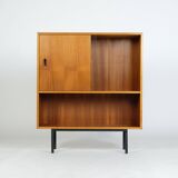 Vintage Nussbaum Vitrinenschrank Highboard Md-Century 1960er
