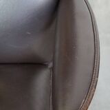 Dark brown leather design armchair + footstool De Sede DS 270