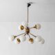 Impressive brass chandelier with opaline globes, Italy 1960s