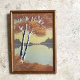 Painting on paper, glazed wooden frame