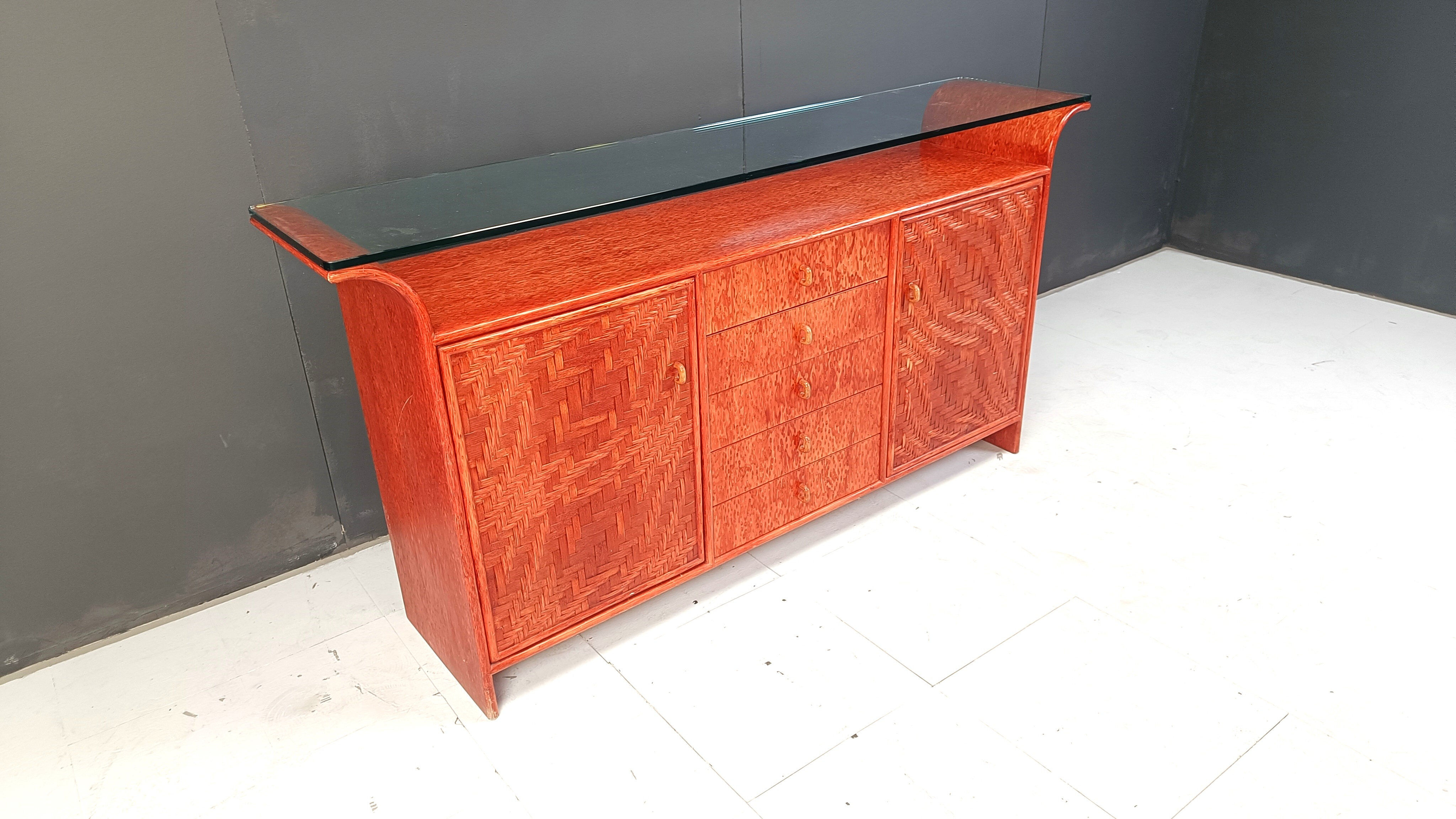 Vintage rattan sideboard, 1970s