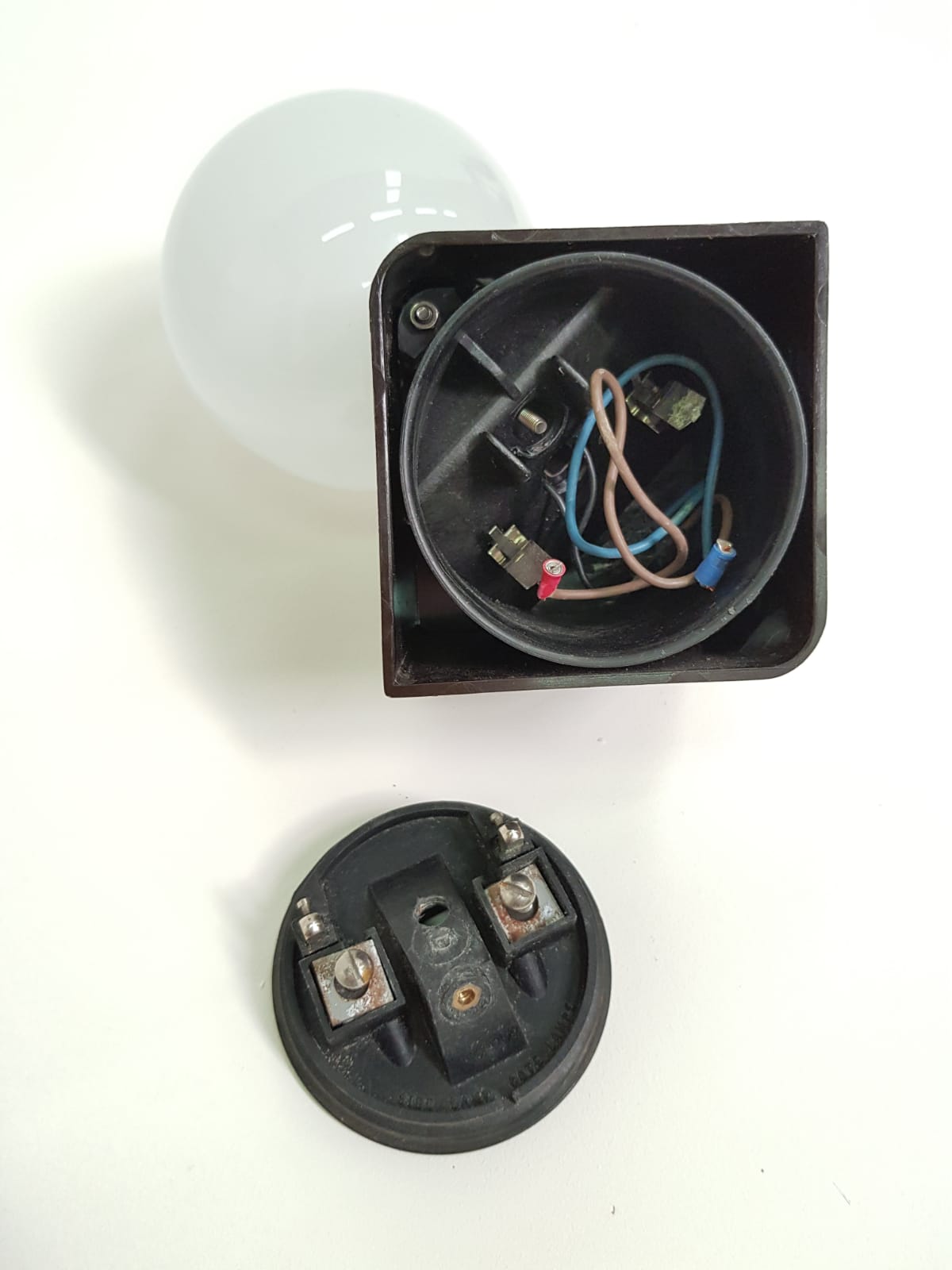Pair of vintage opalin glass and plastic wall light  from the 1970s