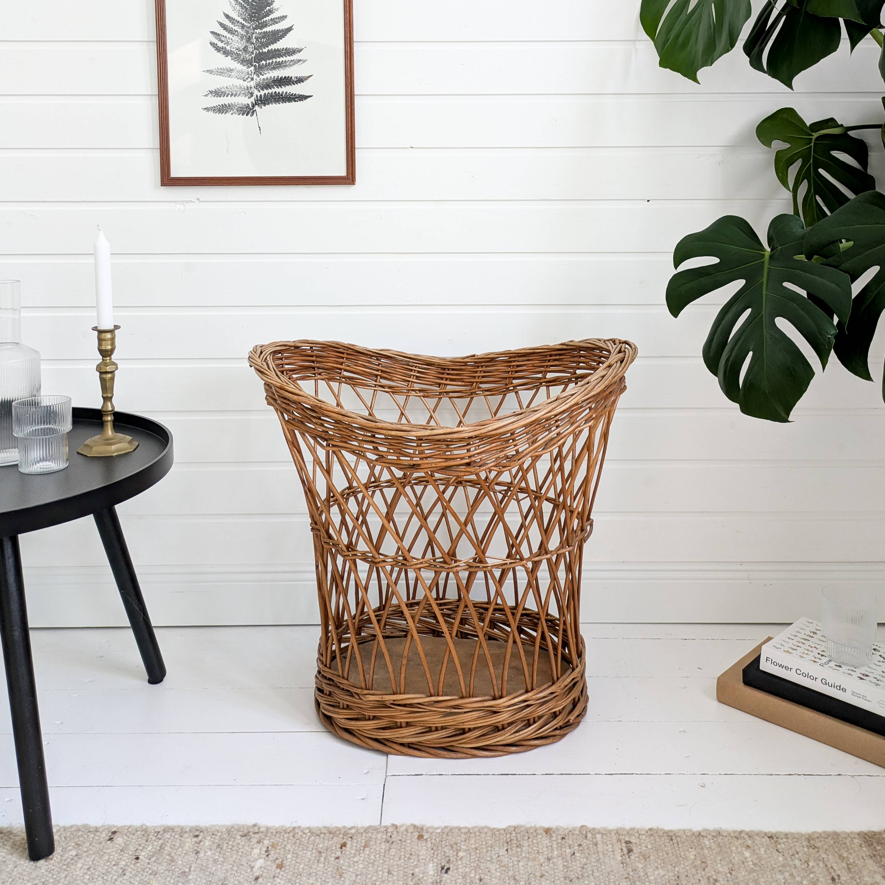 Panier Vintage Panier en osier Panier à linge Panier de rangement Mid Centu