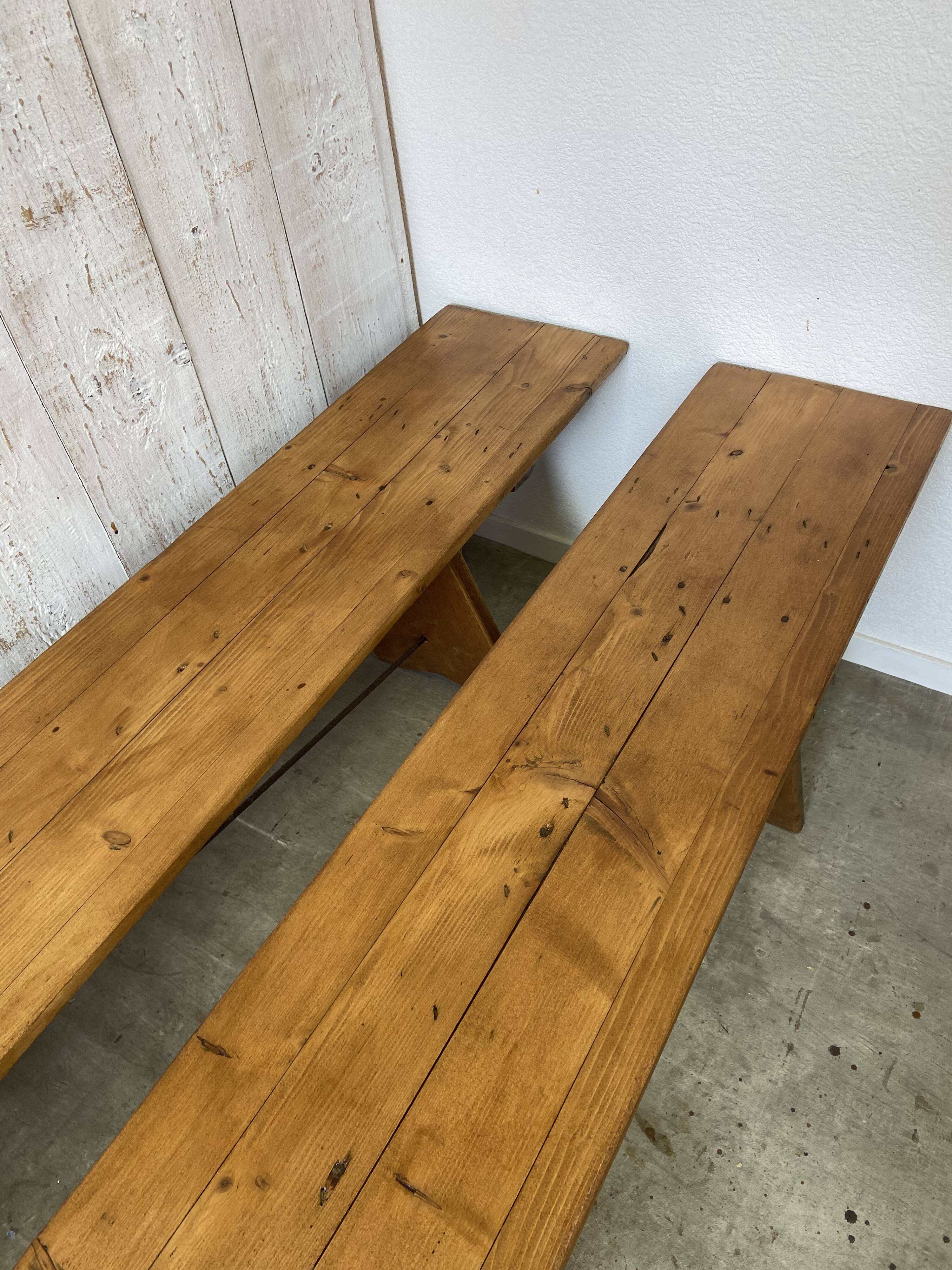 Pair of antique farm benches