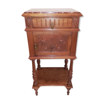 Louis XVI style bedside with marble top and carved door