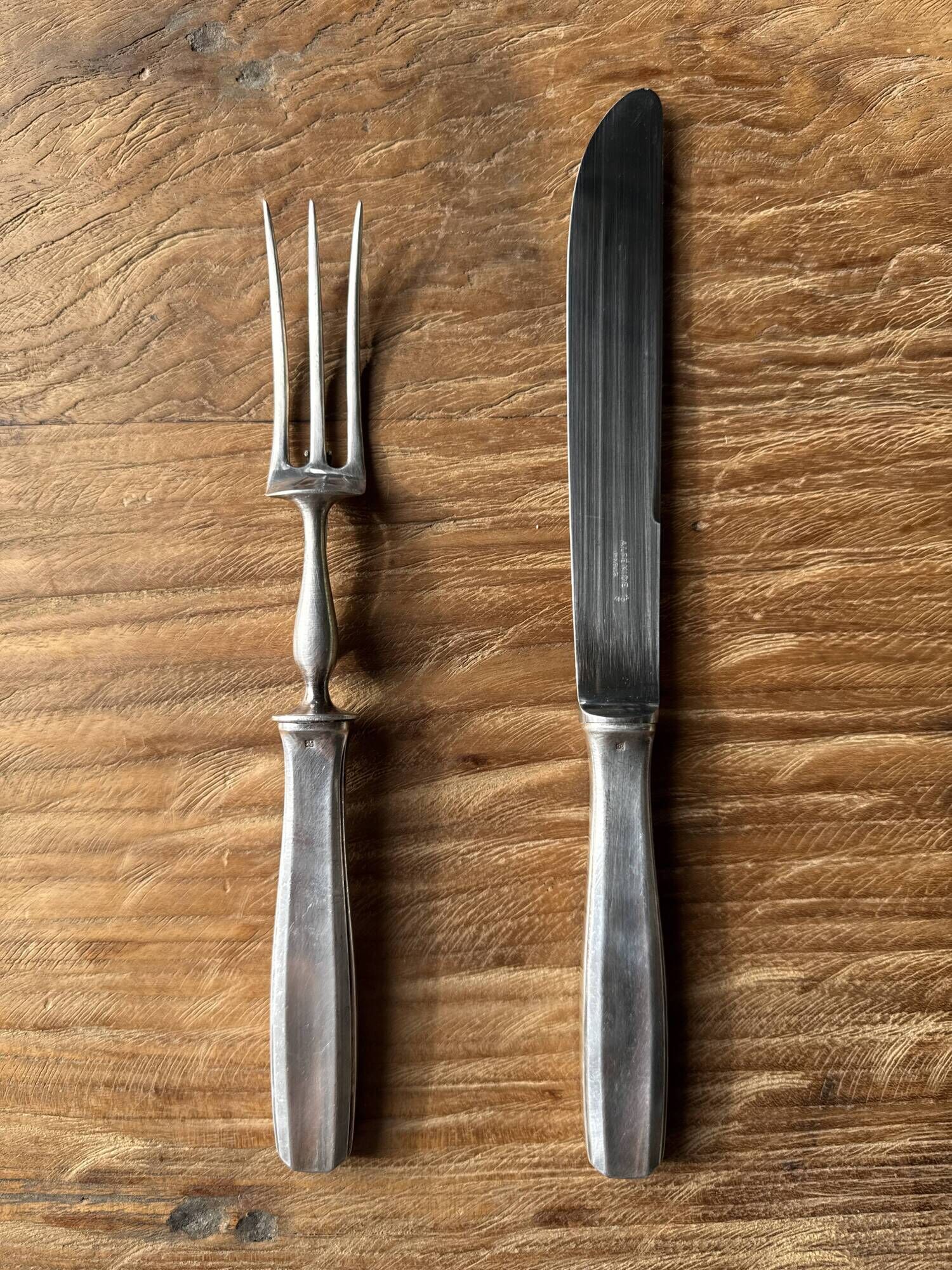 Alfénide cutting service consisting of a fork and a knife L27